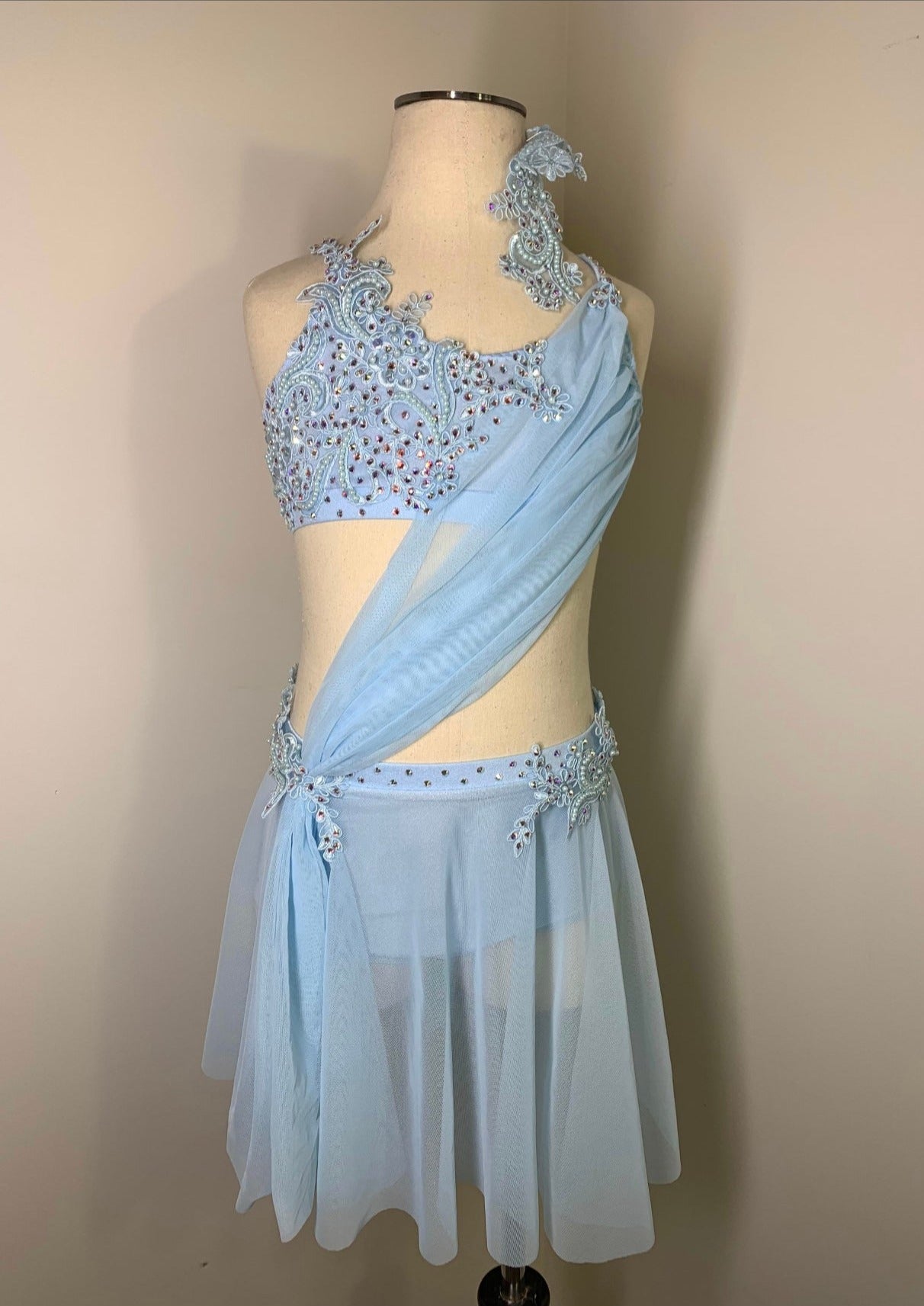 sky blue lyrical dance costume