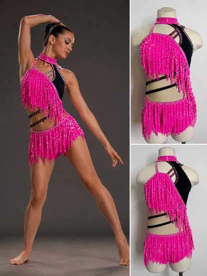 FRINGY Jazz Dance Costume with rhinestones