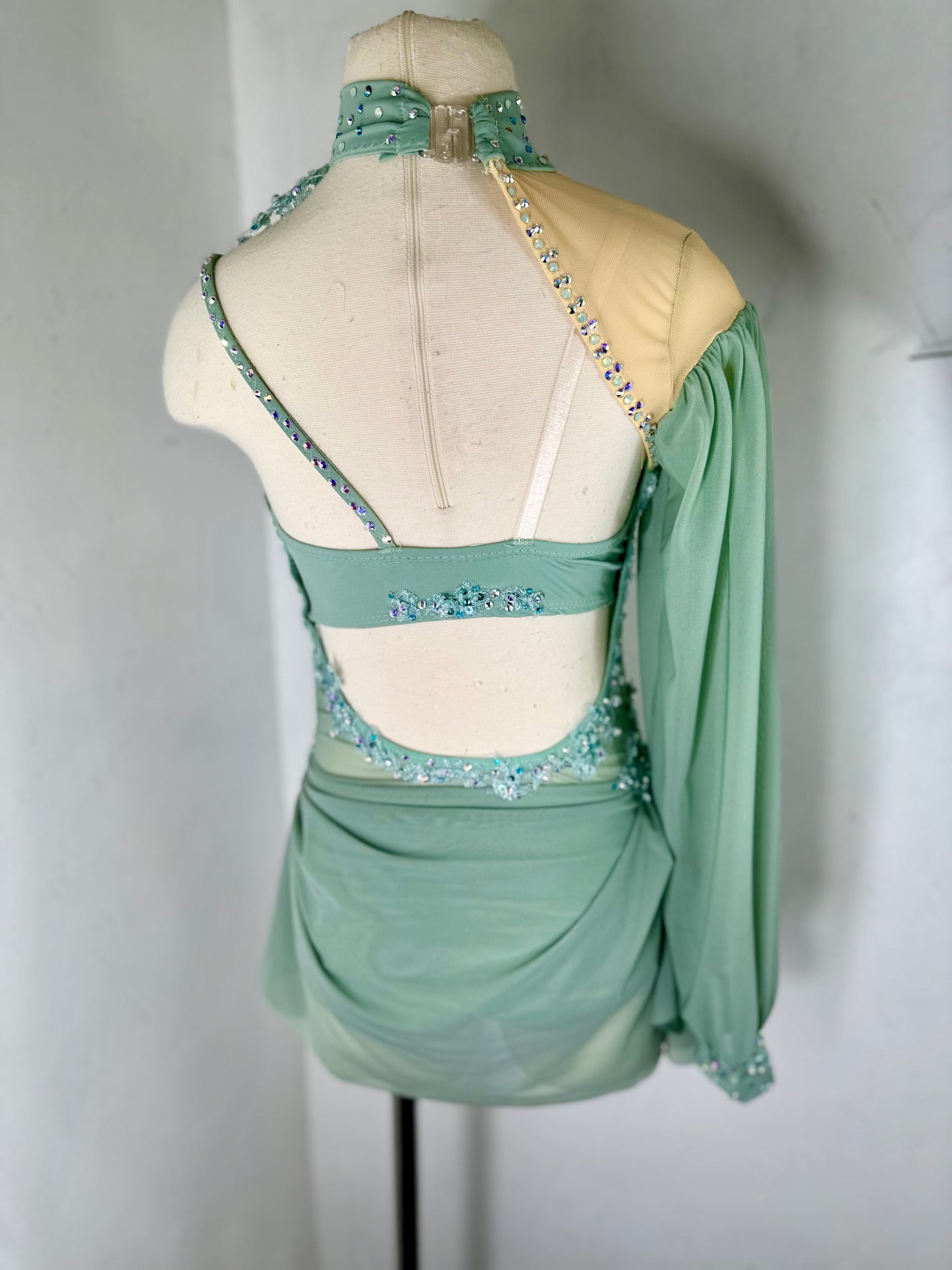 LONDON Asymmetrical Sage green dance costume