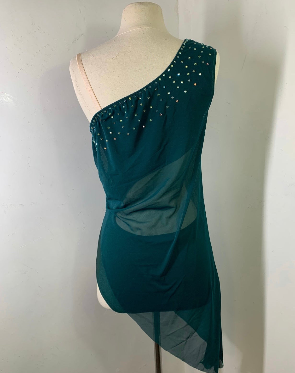 SOLID CUSTOM COSTUME dress with lined leotard and rhinestones