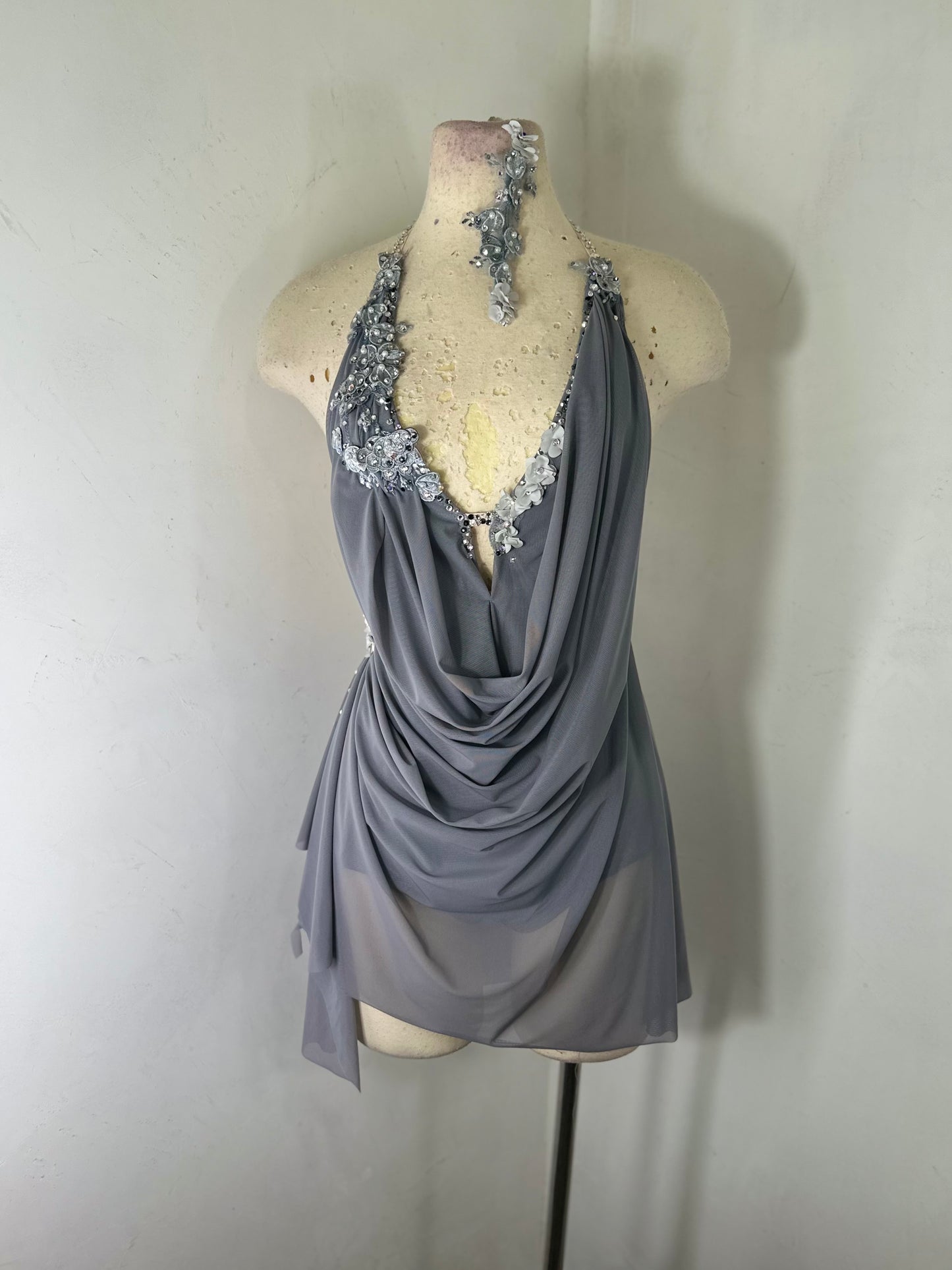 RAINA Draped smoky grey dance dress RAINA Draped smoky grey dance dress