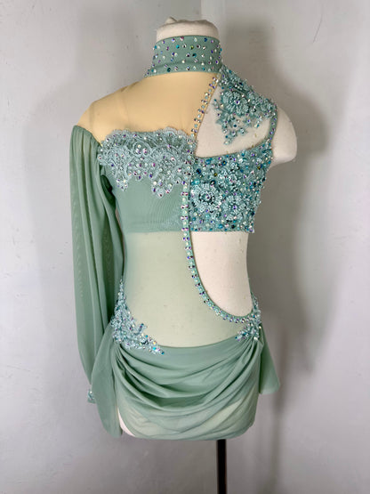 LONDON Asymmetrical Sage green dance costume