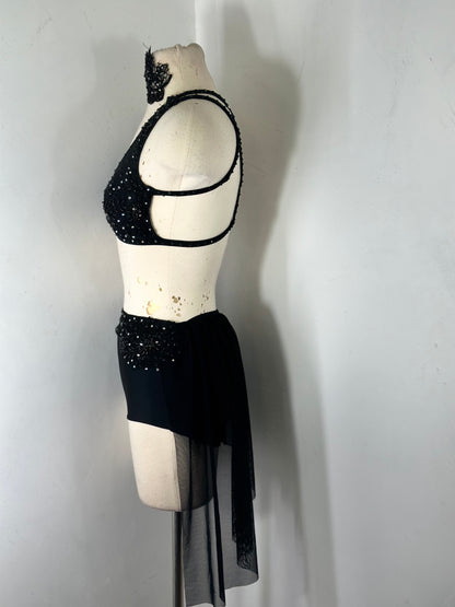 LEXIE Dramatic black Lyrical Costume with draped skirt