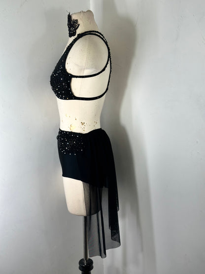 LEXIE Dramatic black Lyrical Costume with draped skirt