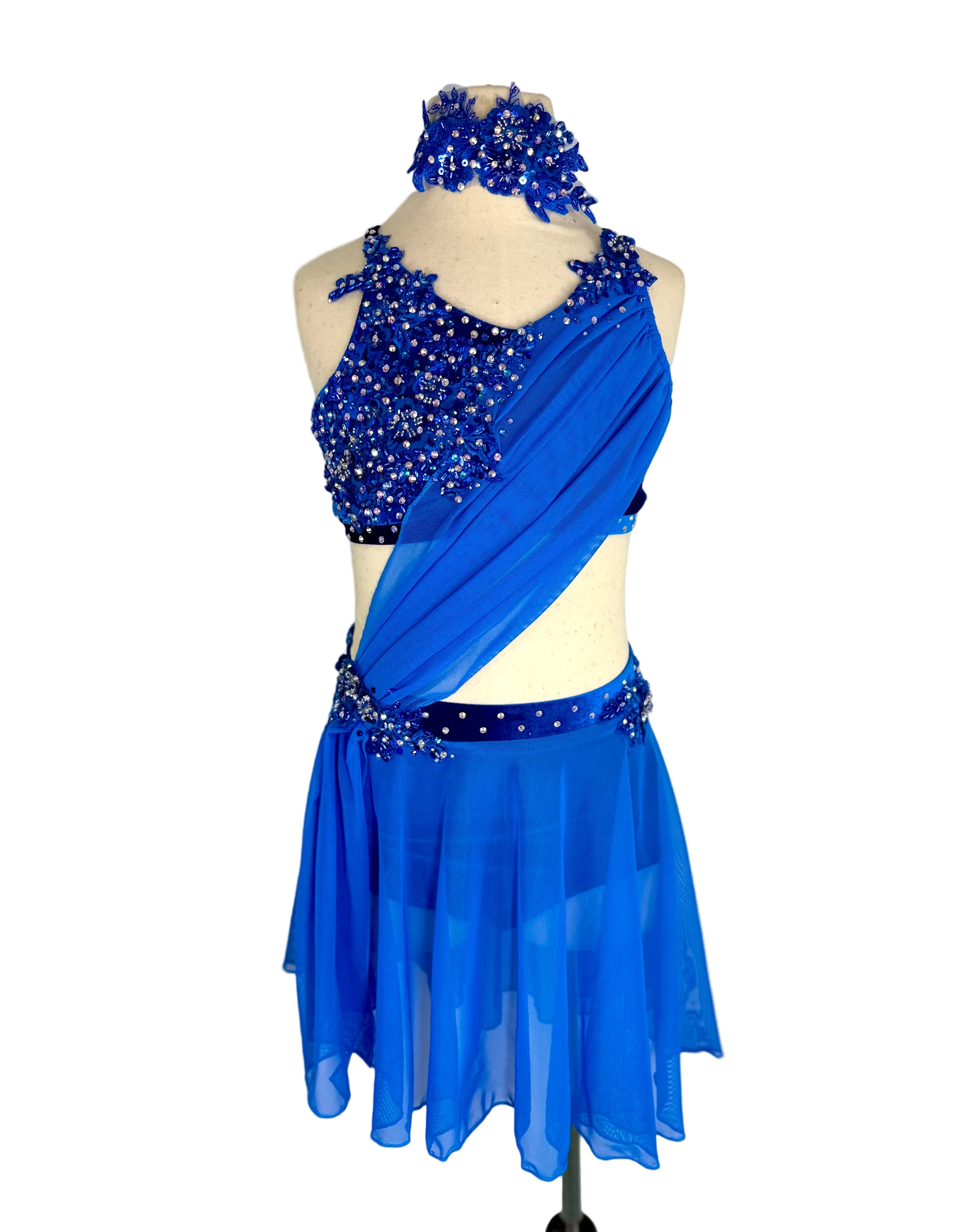 LUNA royal blue velvet lyrical dance costume