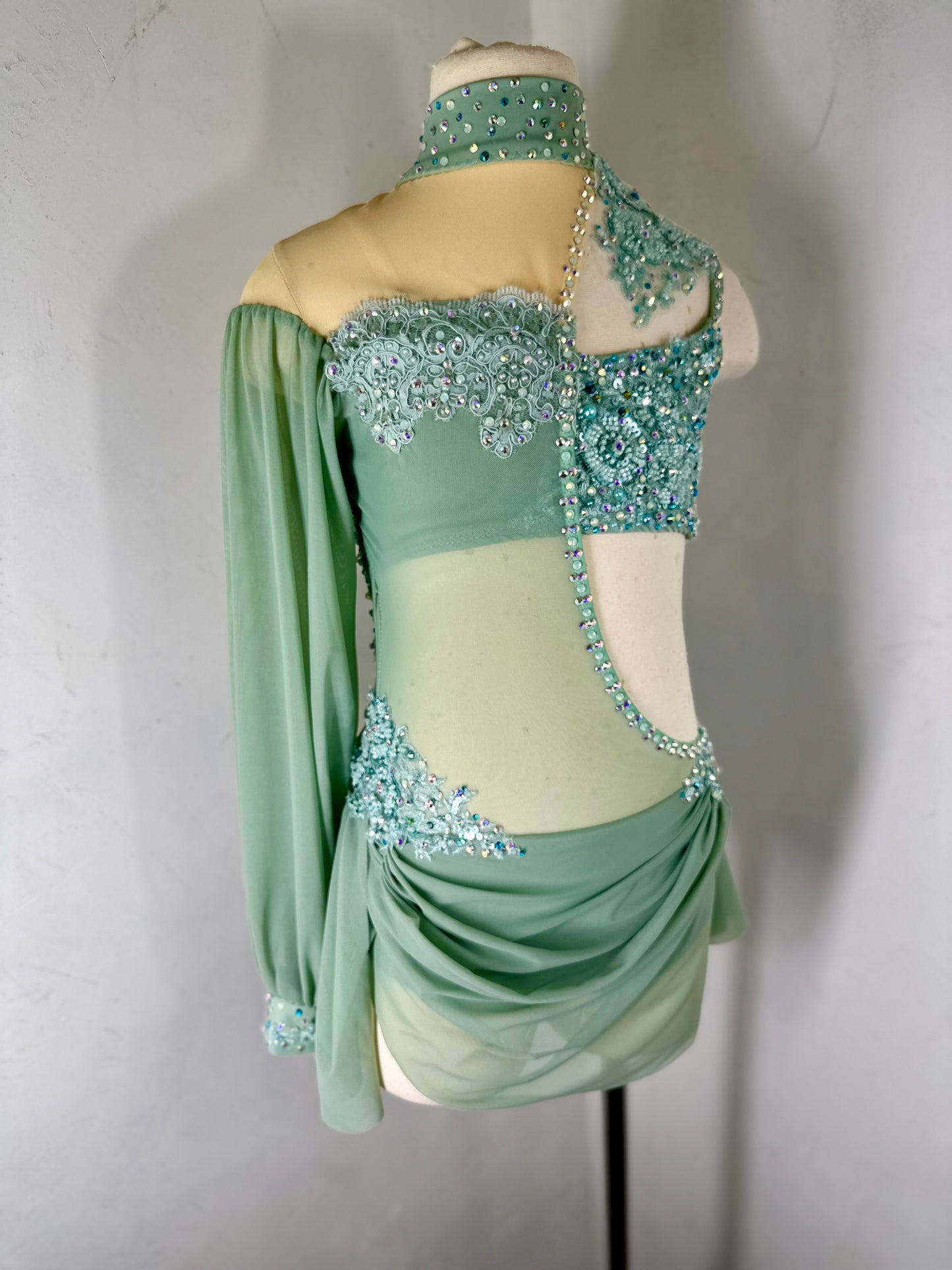 LONDON Asymmetrical Sage green dance costume