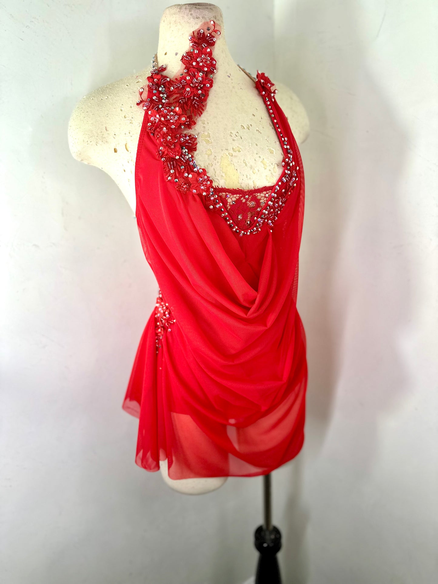 RAINA Draped red SA ready to ship dance dress