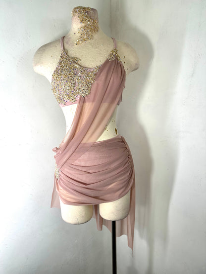 MAYA 2 pc Dusty Pink Classic Lyrical Costume with draped skirt