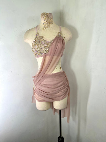 MAYA 2 pc Dusty Pink Classic Lyrical Costume with draped skirt