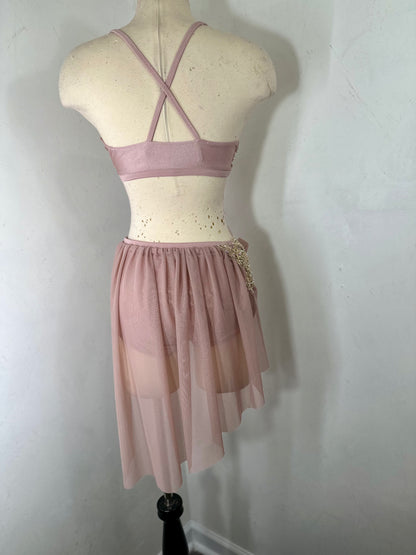 MAYA 2 pc Dusty Pink Classic Lyrical Costume with draped skirt