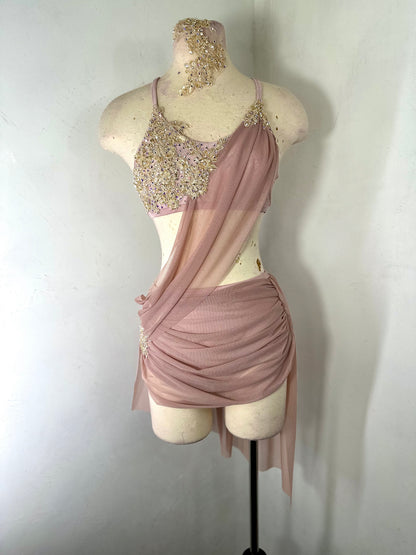 MAYA 2 pc Dusty Pink Classic Lyrical Costume with draped skirt