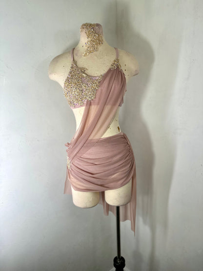 MAYA 2 pc Dusty Pink Classic Lyrical Costume with draped skirt