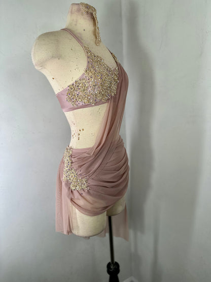 MAYA 2 pc Dusty Pink Classic Lyrical Costume with draped skirt