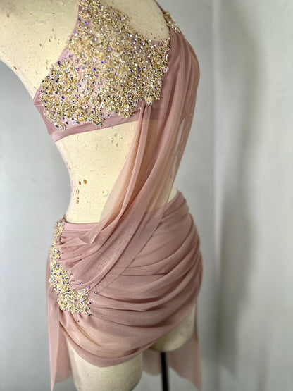 MAYA 2 pc Dusty Pink Classic Lyrical Costume with draped skirt