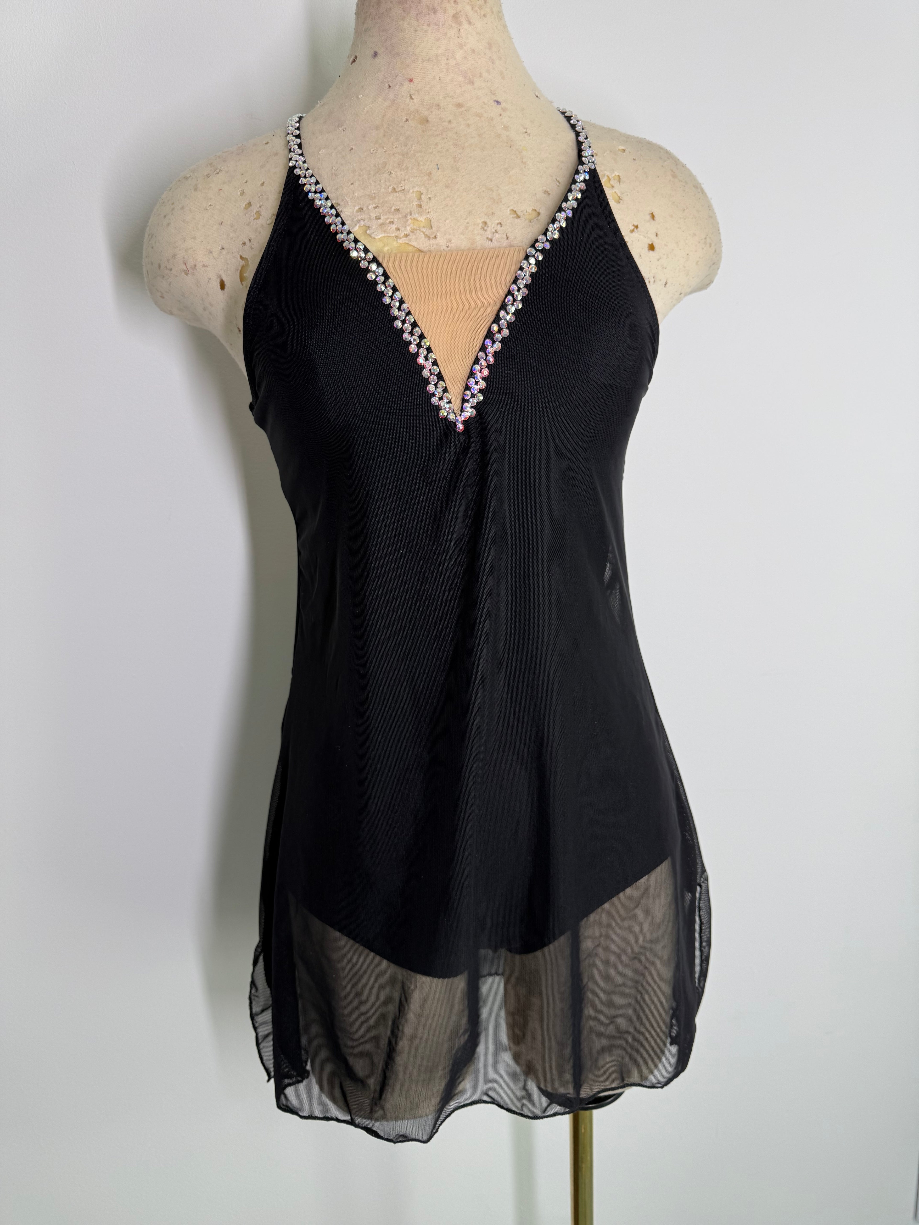 LIA SOLID CUSTOM DANCE COSTUME BASE with rhinestones