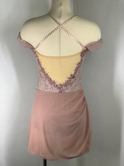 ANYA Dusty Rose Pink draped Figure Skating Dress