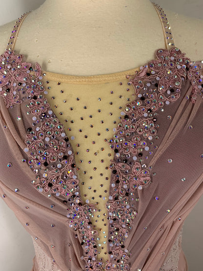 ANYA Dusty Rose Pink draped Figure Skating Dress