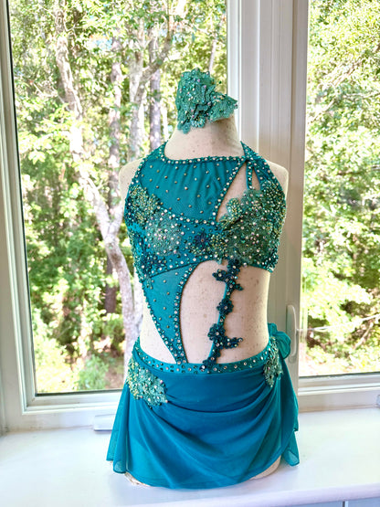 BIRDIE Teal ready to ship modern lyrical dance costume