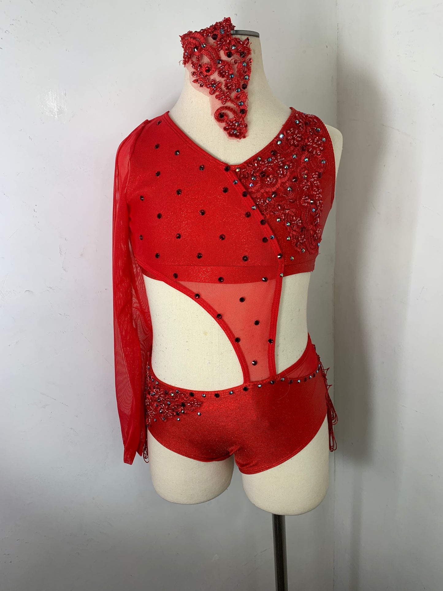 MAISE 1 sleeve holo red Jazz dance costume