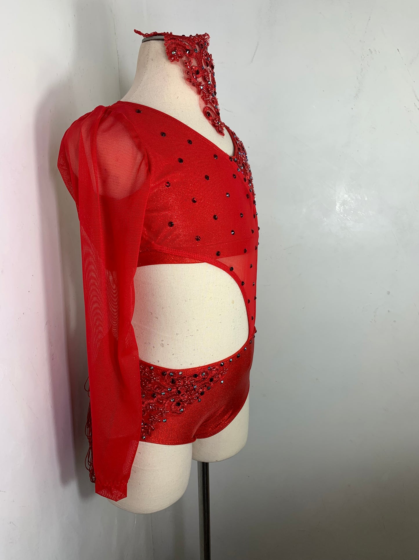 MAISE 1 sleeve holo red Jazz dance costume