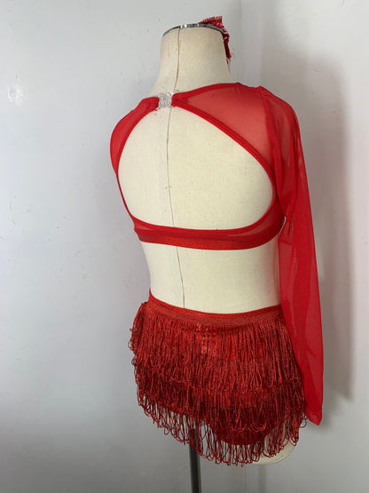 MAISE 1 sleeve holo red Jazz dance costume
