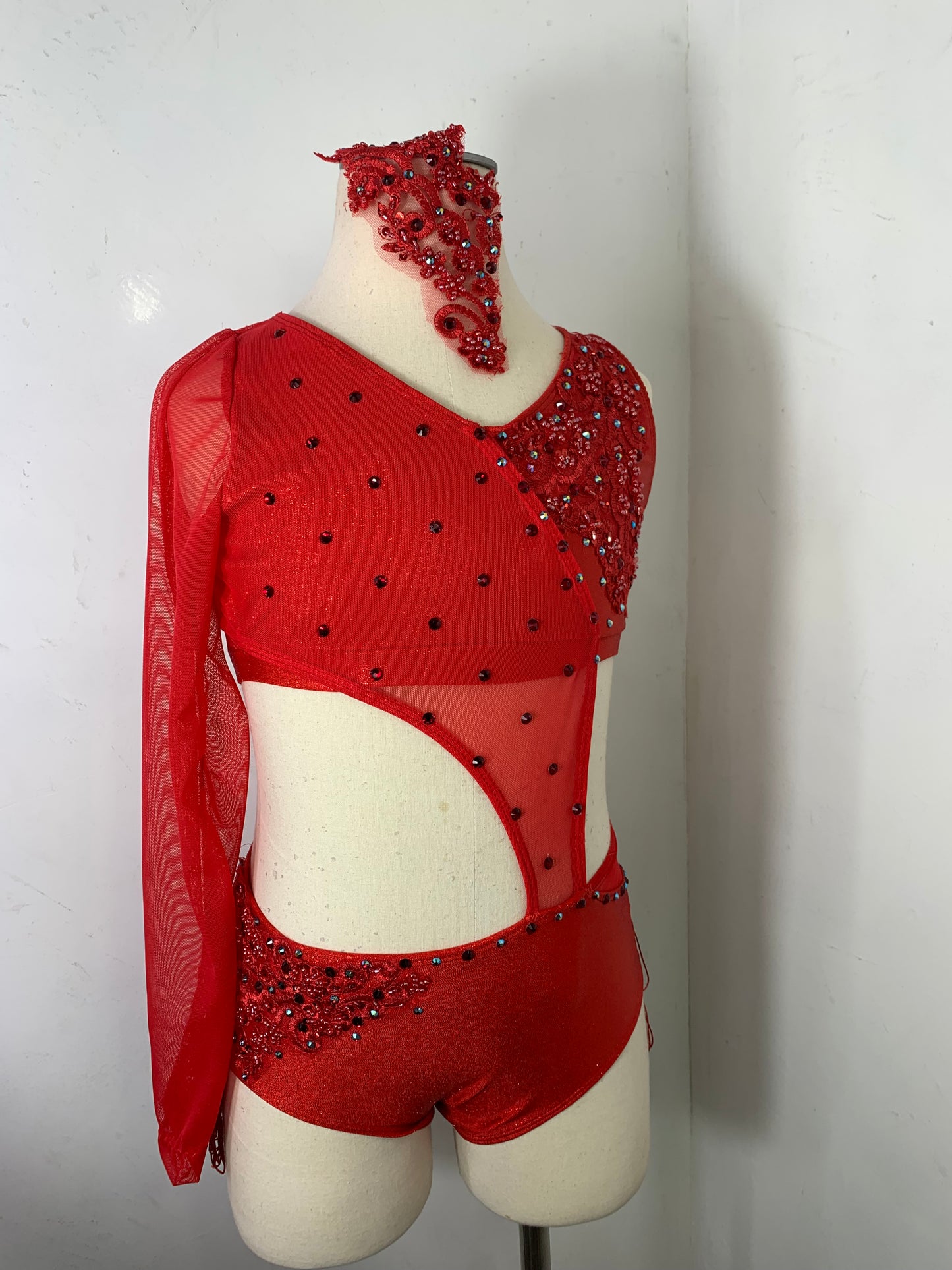 MAISE 1 sleeve holo red Jazz dance costume