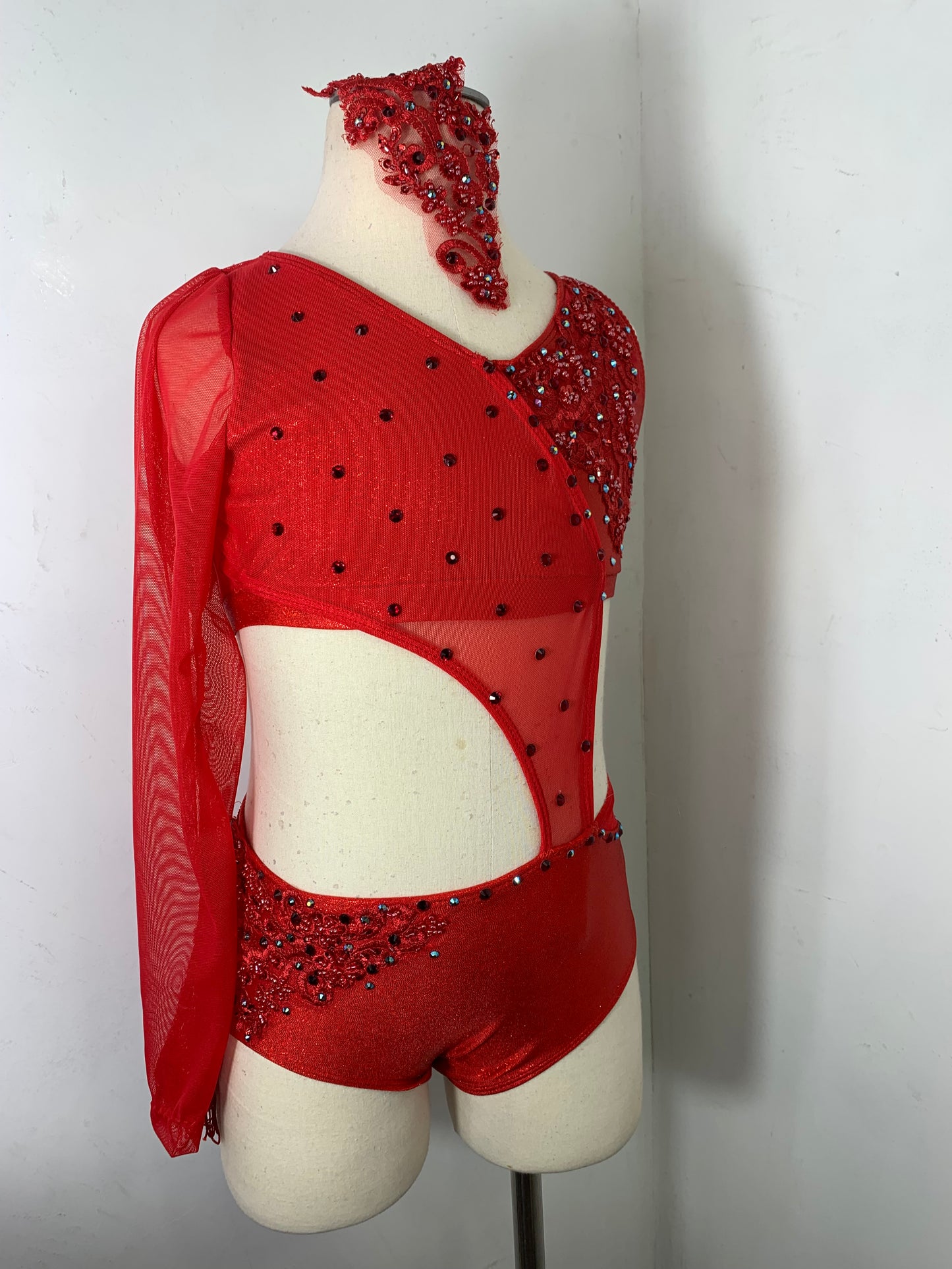 MAISE 1 sleeve holo red Jazz dance costume