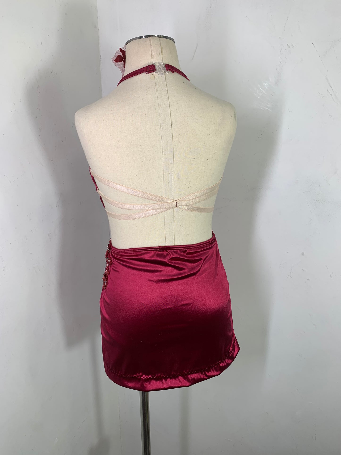SATIN SPANDEX WINE CONTEMPORARY dance dress