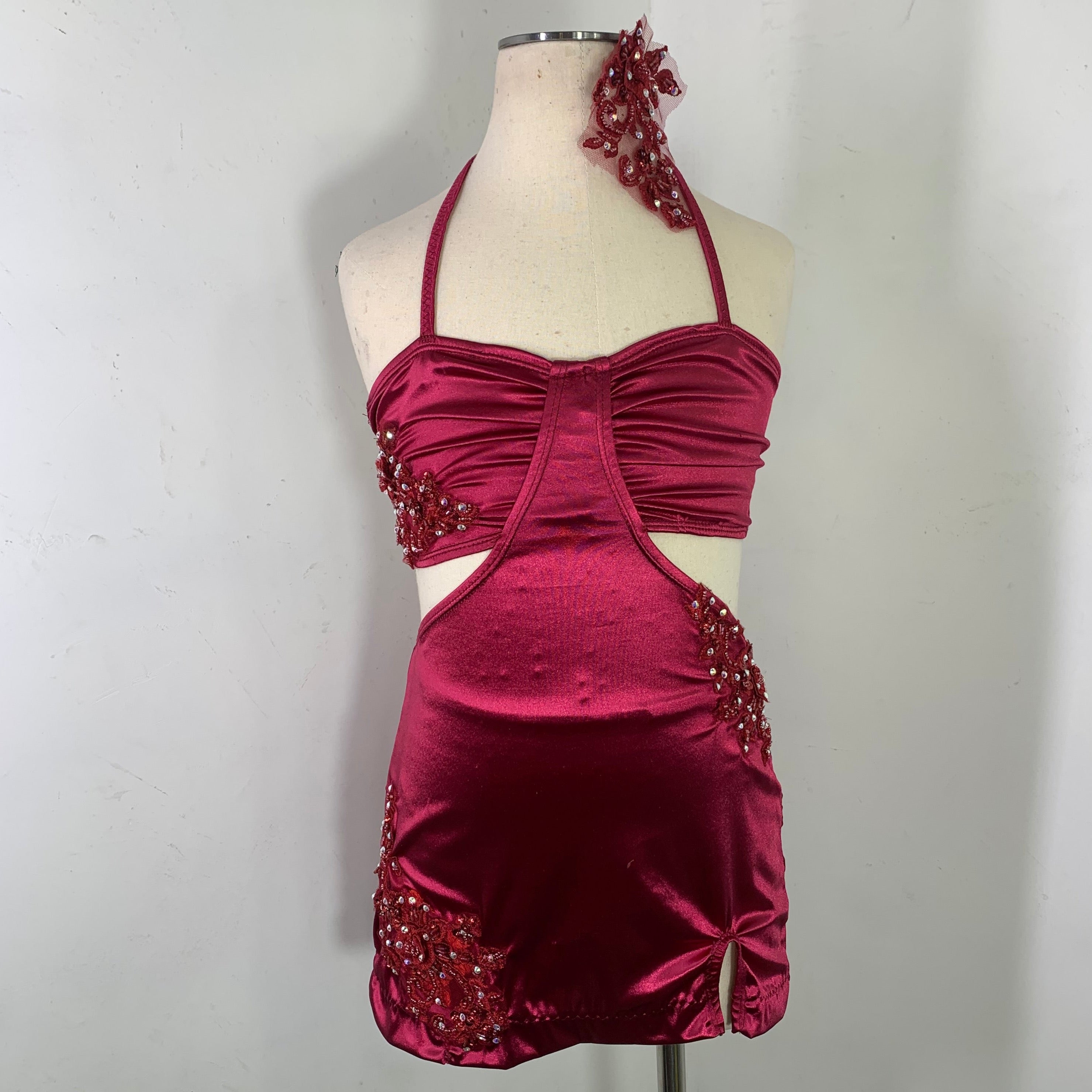 MILANA SATIN SPANDEX WINE CONTEMPORARY dance dress