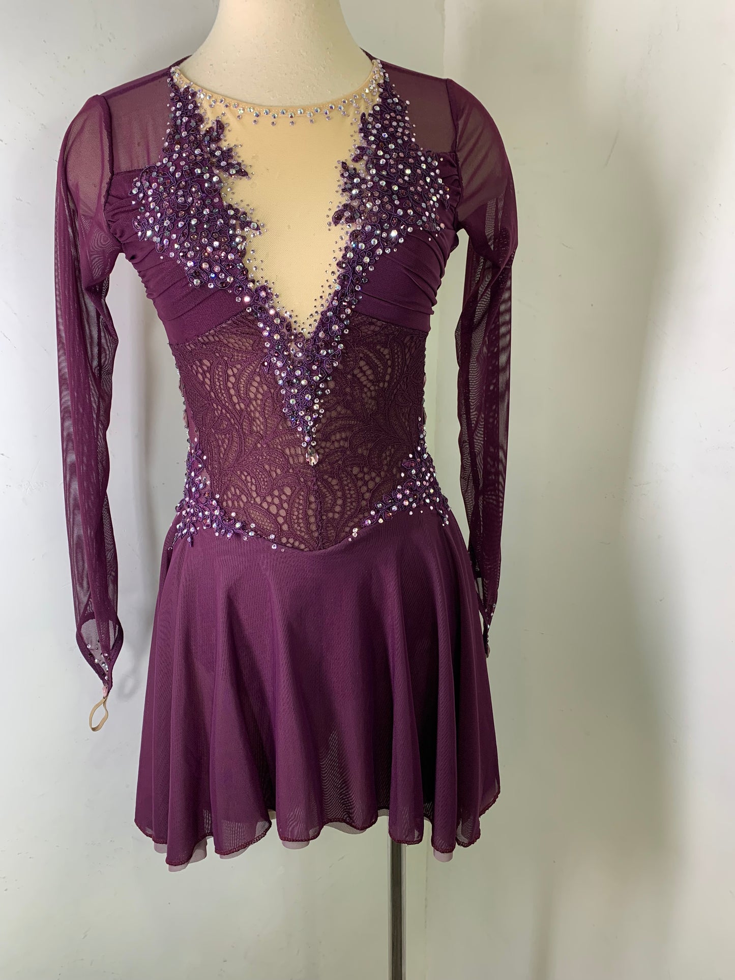 Merlot  long sleeved Figure Skating Dress