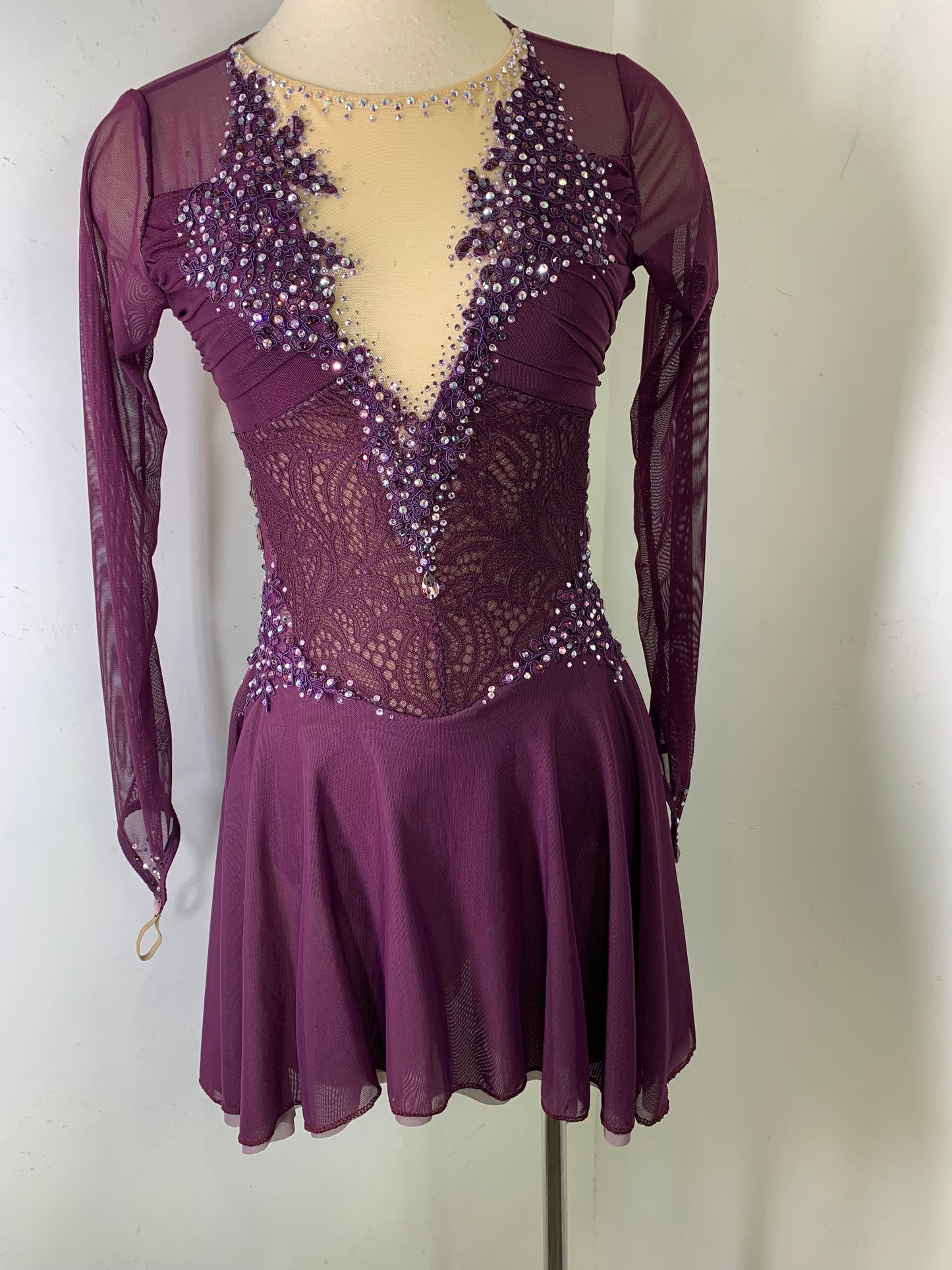 Merlot  long sleeved Figure Skating Dress