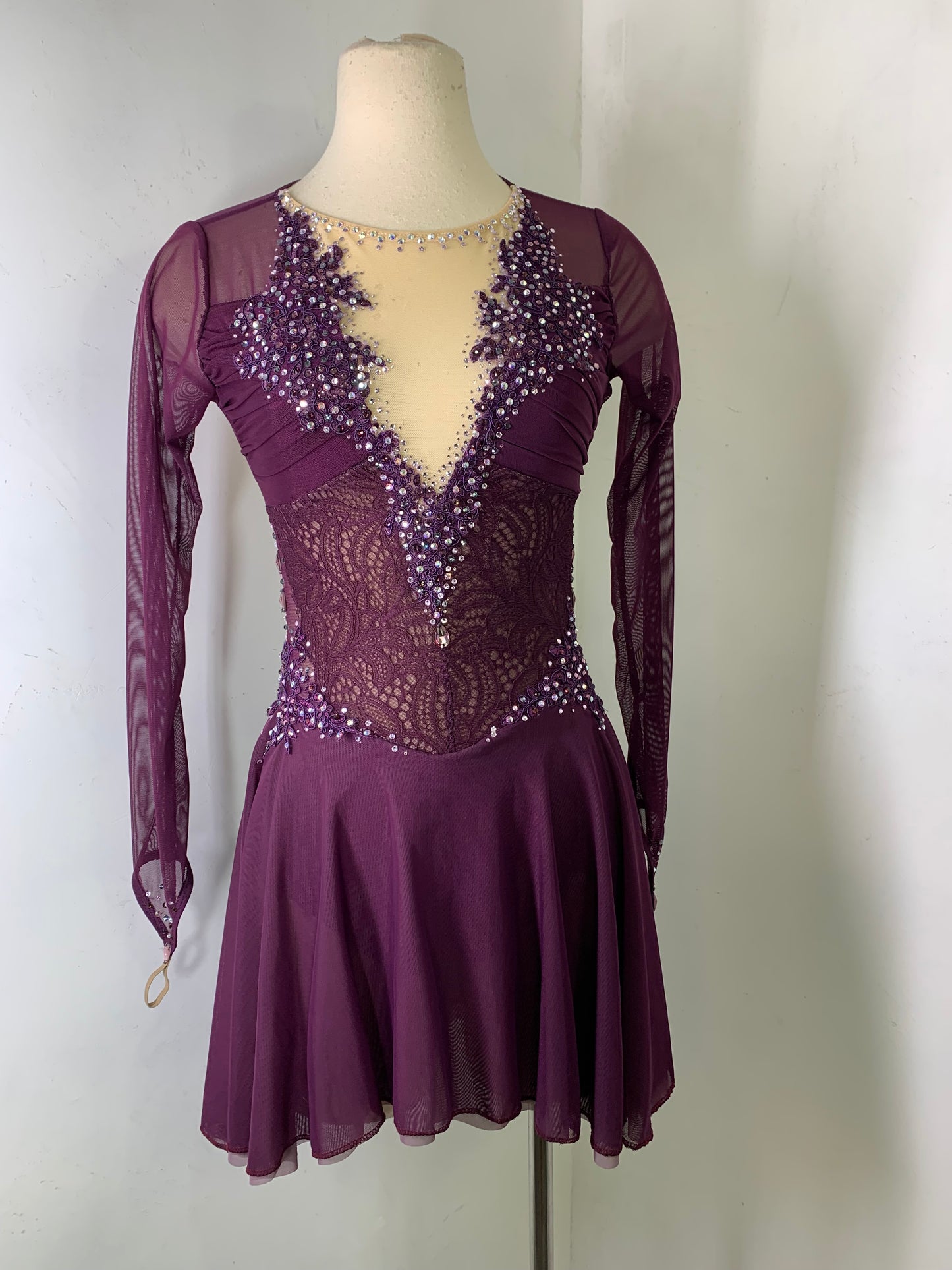 Merlot  long sleeved Figure Skating Dress