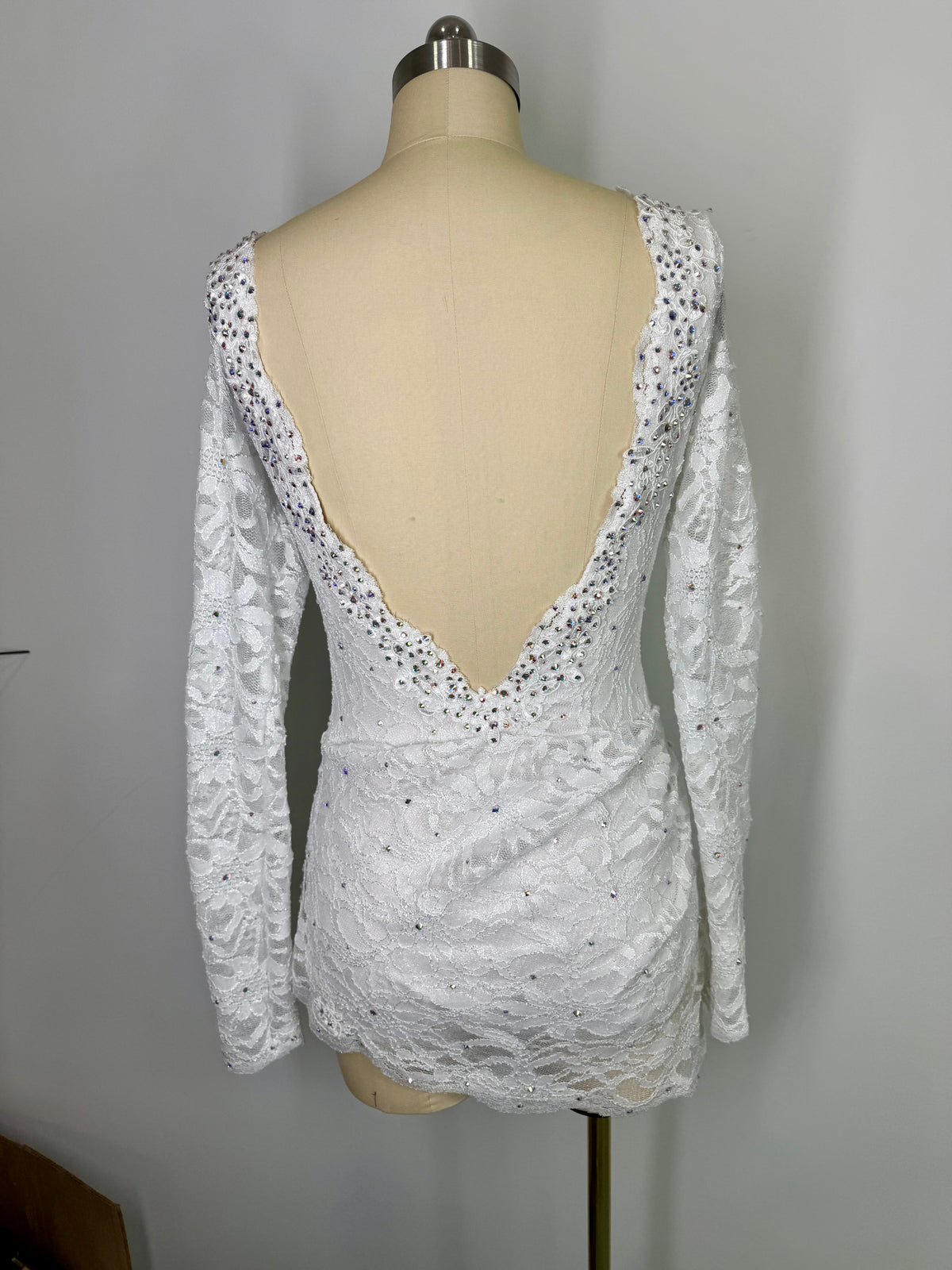 JULIANNA   2 pc dance costume with crystal ab stones scalloped lace and appliques