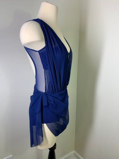 SAGE  draped dance costume with draped skirt