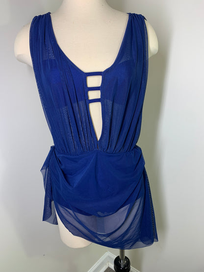 SAGE  draped dance costume with draped skirt