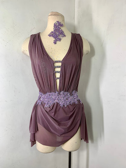 JULIETTE French Lilac draped  costume with crystal ab stones and appliques