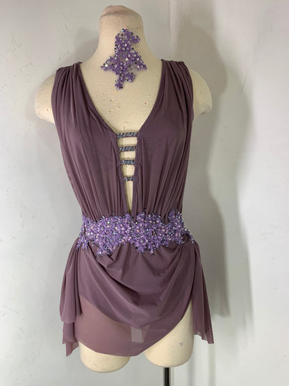 JULIETTE French Lilac draped  costume with crystal ab stones and appliques