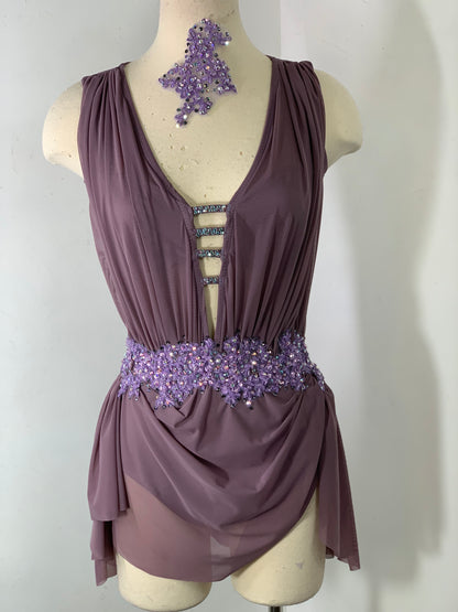 JULIETTE French Lilac draped  costume with crystal ab stones and appliques