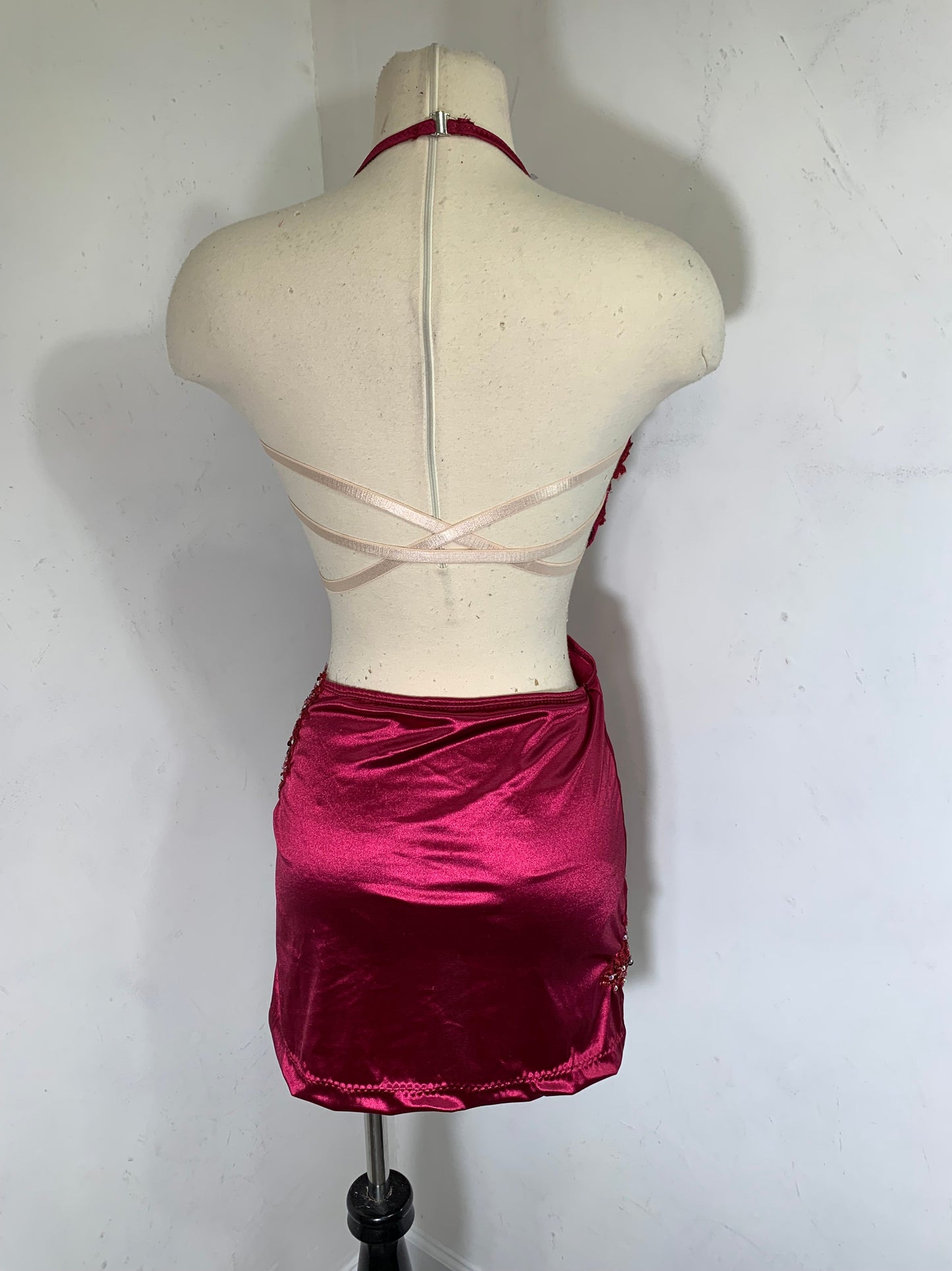 SATIN SPANDEX WINE CONTEMPORARY dance dress