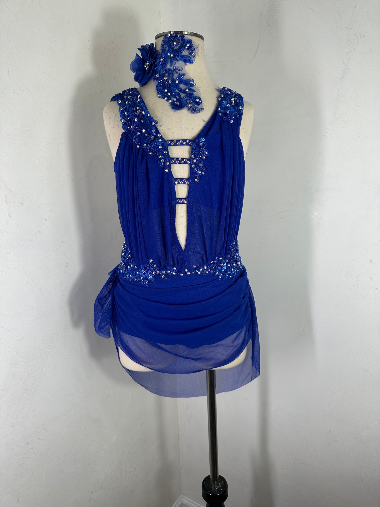 SAGE Royal draped lyrical dance costume with crystal ab