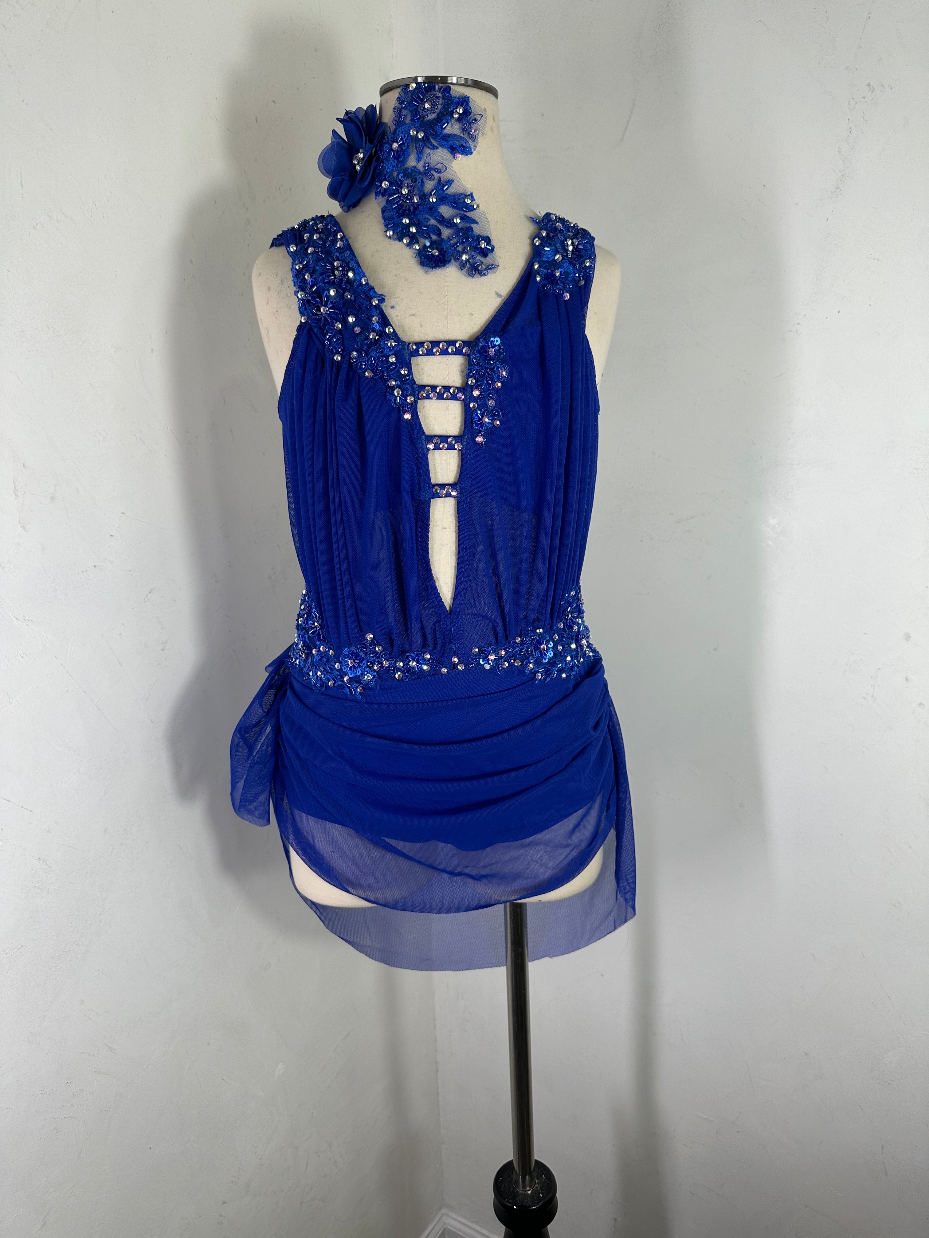 SAGE Royal draped lyrical dance costume with crystal ab