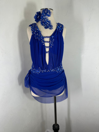 SAGE Royal draped lyrical dance costume with crystal ab