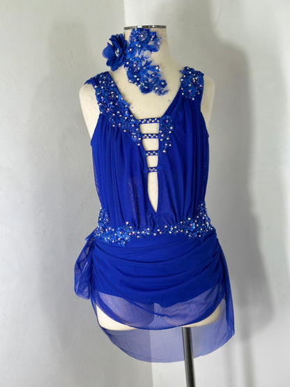 SAGE Royal draped lyrical dance costume with crystal ab