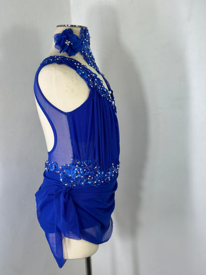 SAGE Royal draped lyrical dance costume with crystal ab