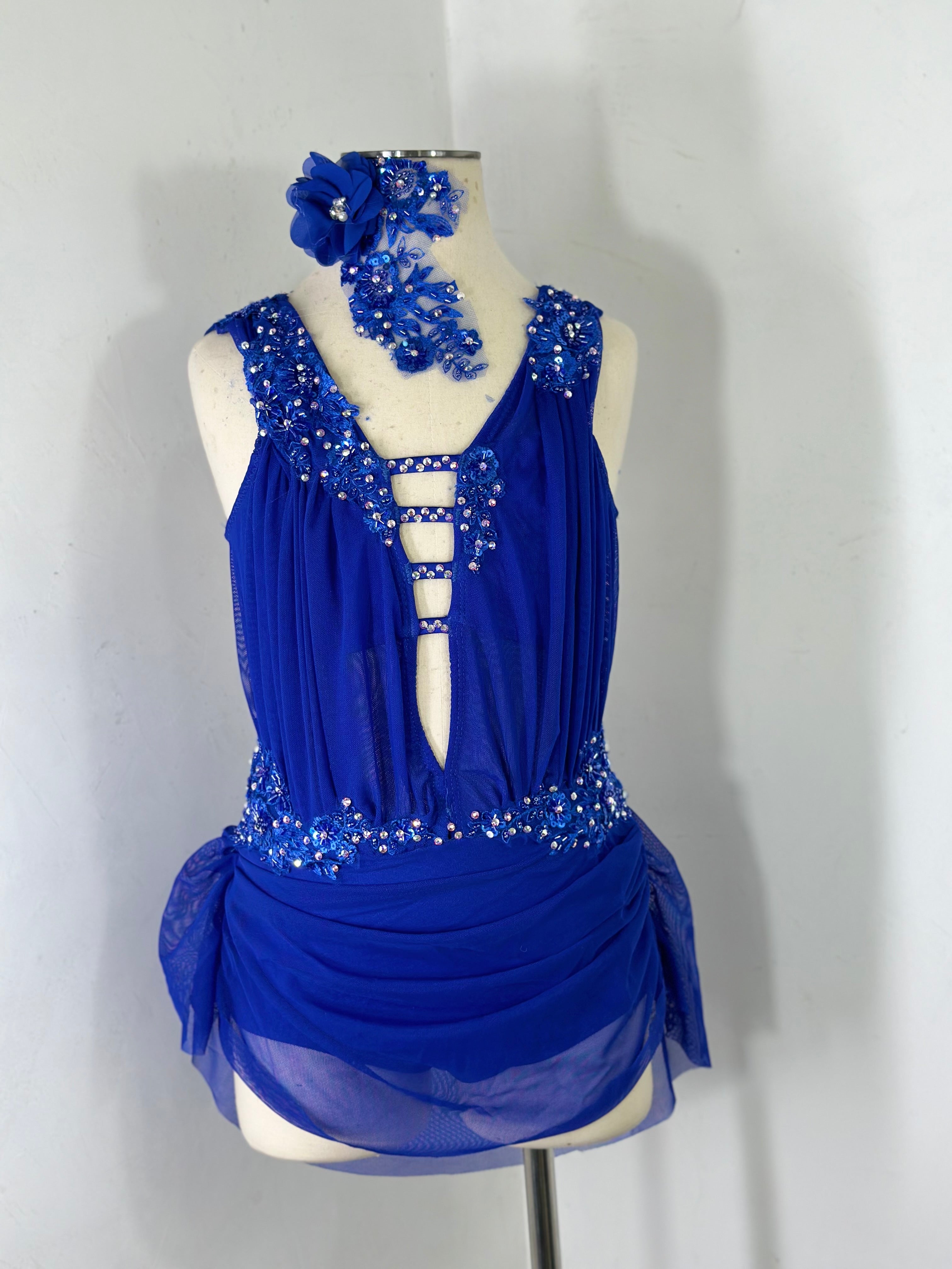 SAGE Royal draped lyrical dance costume with crystal ab