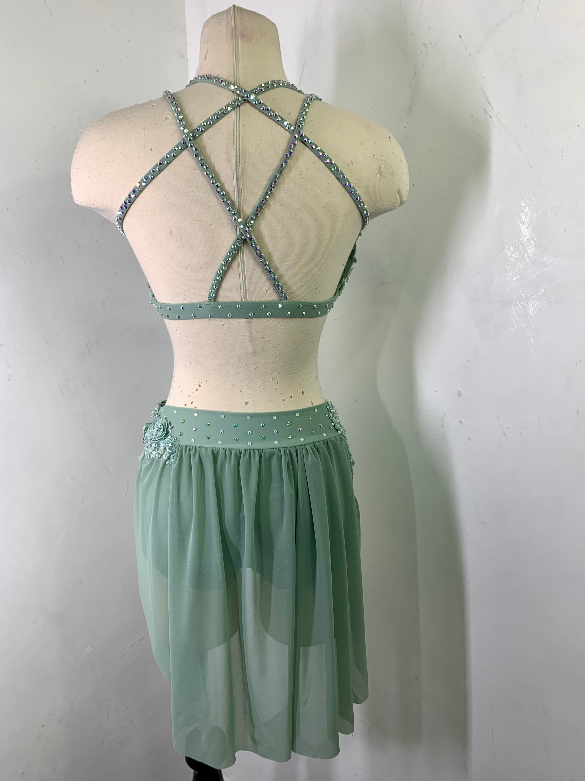 MEADOW Sage green lyrical dance costume Co9dancecostumes MEADOW Sage green lyrical dance costume Co9dancecostumes