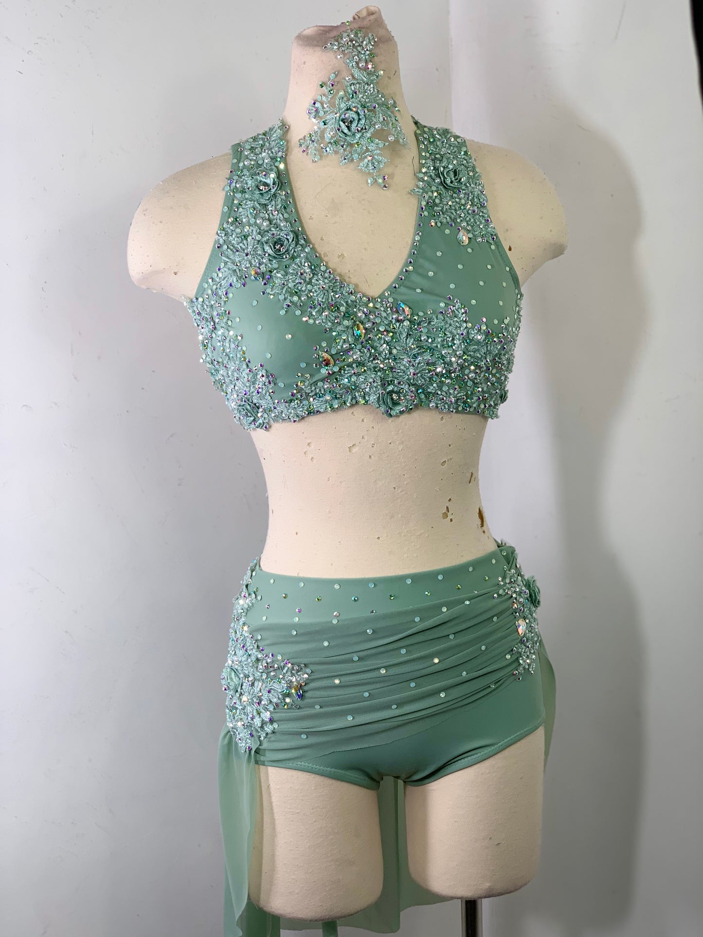 MEADOW Sage green lyrical dance costume Co9dancecostumes MEADOW Sage green lyrical dance costume Co9dancecostumes