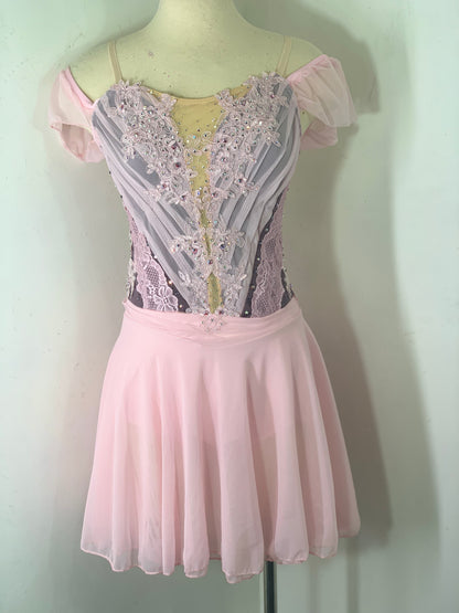 GISELLE  Pink draped Figure Skating Dress
