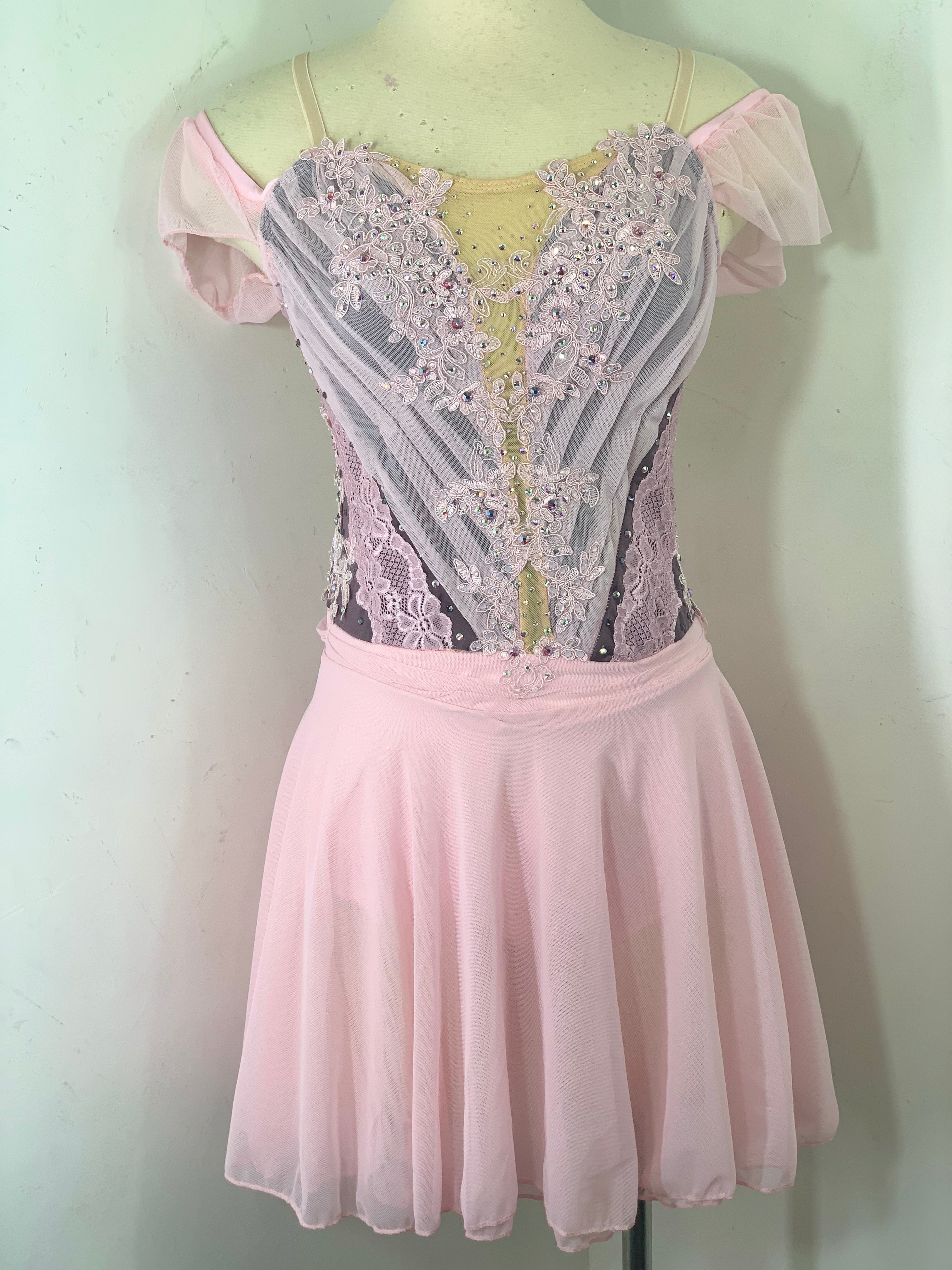 GISELLE  Pink draped Figure Skating Dress