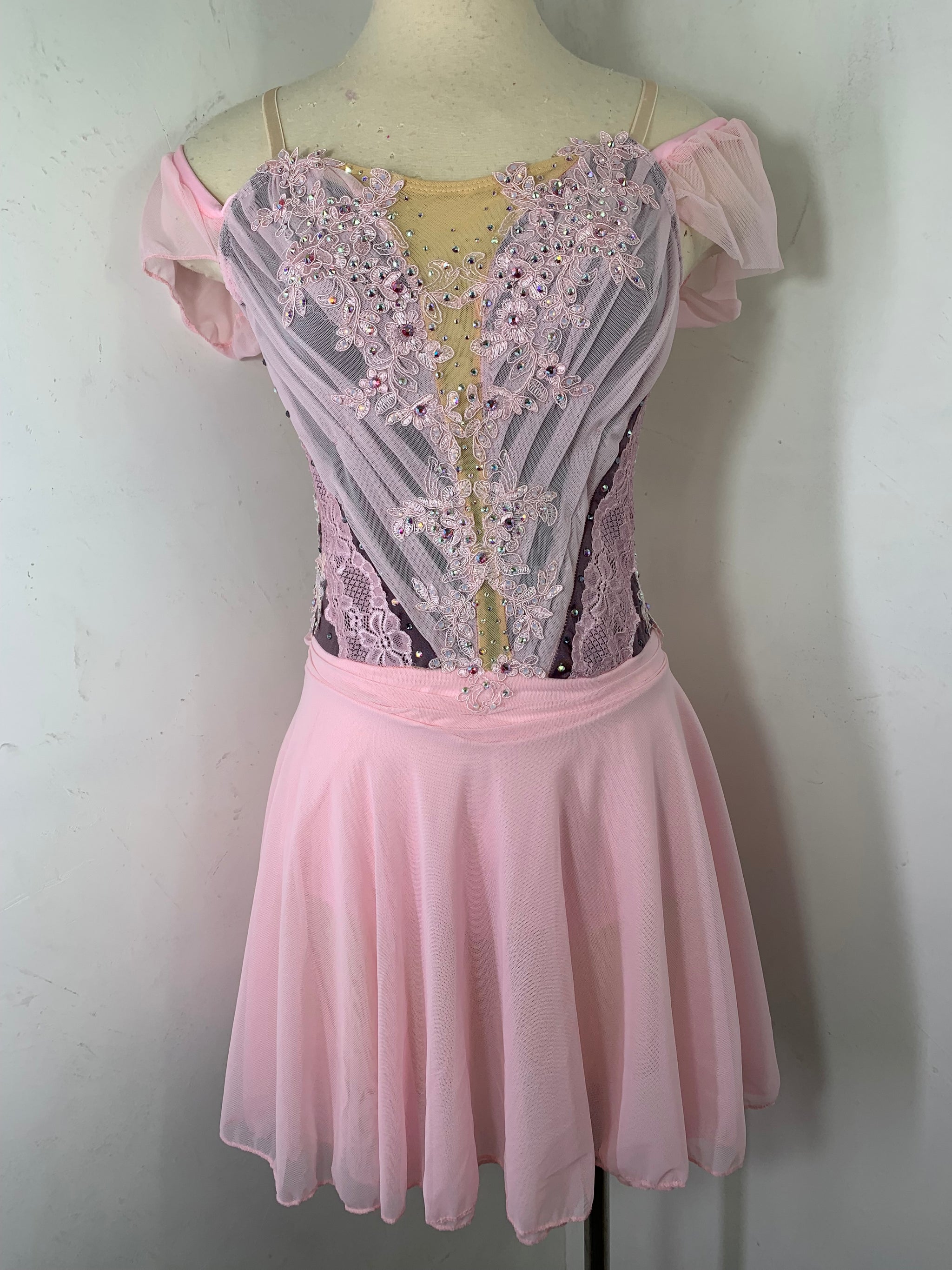 GISELLE Pink draped Figure Skating Dress GISELLE Pink draped Figure Skating Dress